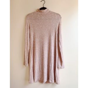 Pink turtleneck mini dress